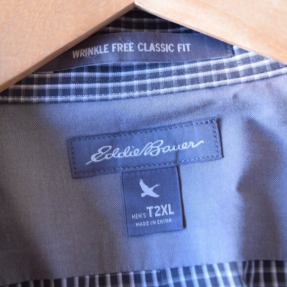 EDDIE BAUER Classic Fit Long Sleeve Checkered Print Button Down Shirt Size T2XL - Picture 3 of 4